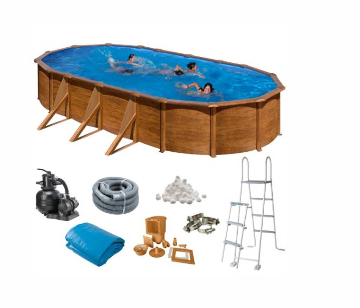 Kjøp Swim & Fun basic basseng oval 610 x 375 x 120 cm brun fra Swim