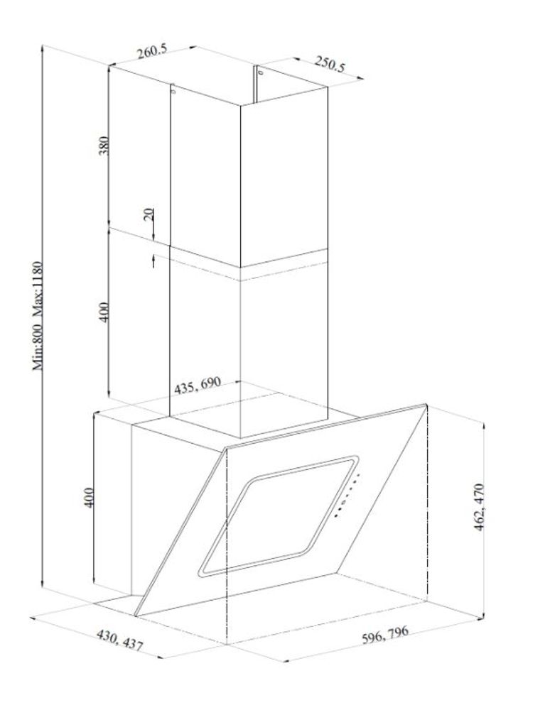 Silverline Ventilator fellesavtrekk 60 cm sort SC 3422-60 SR