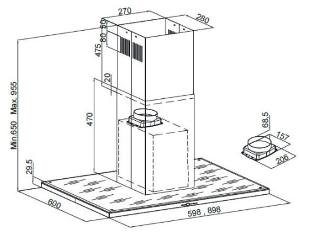 Silverline Ventilator Fritthengende 60 cm SVART SL 4250-60 SR