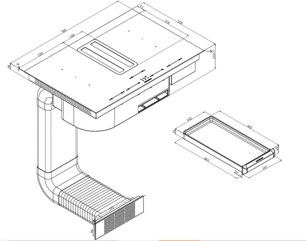 Silverline platetopp med integrert ventilator 80 cm svart IM 7110-80 INT 