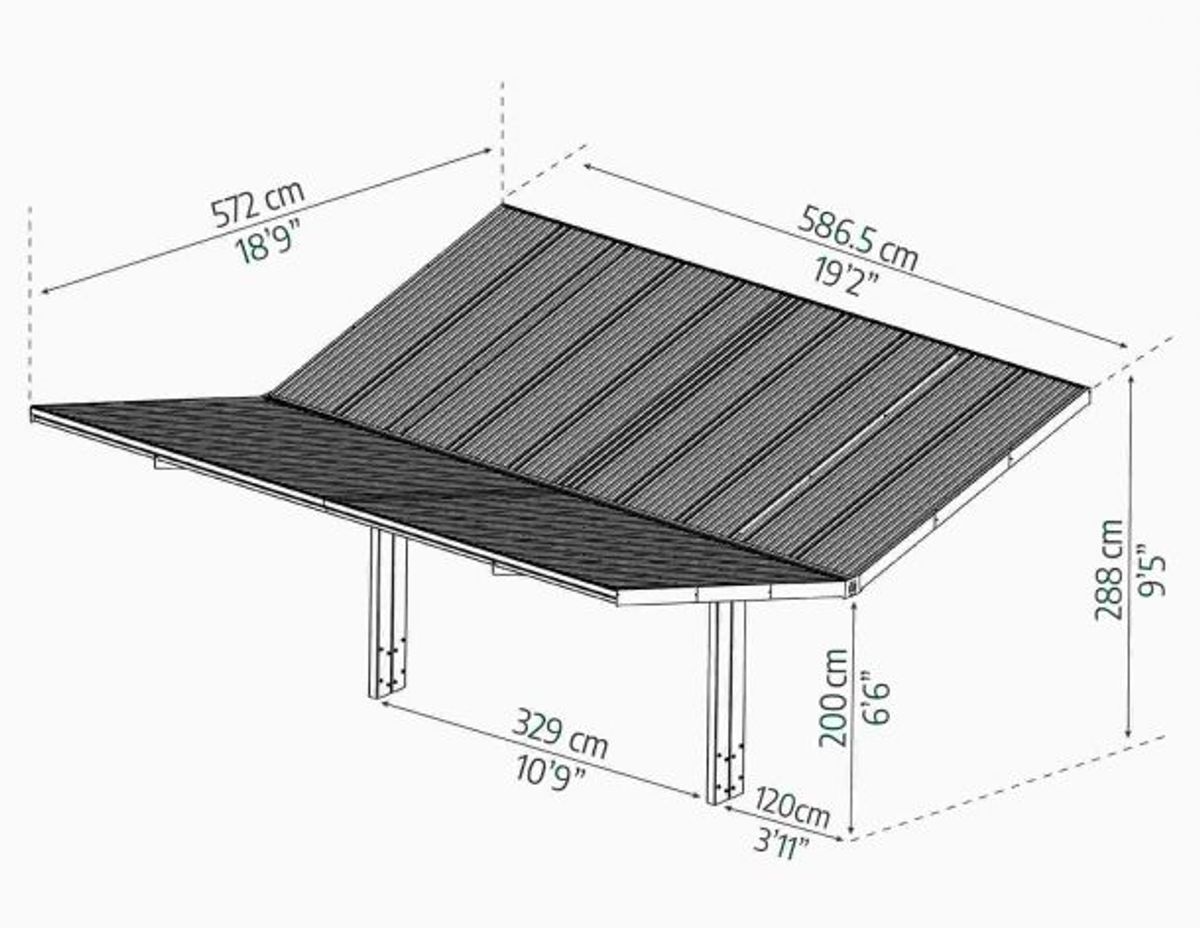 Canopia by Palram Sydney Apex dobbel carport 5,7m x 5,9m 707410