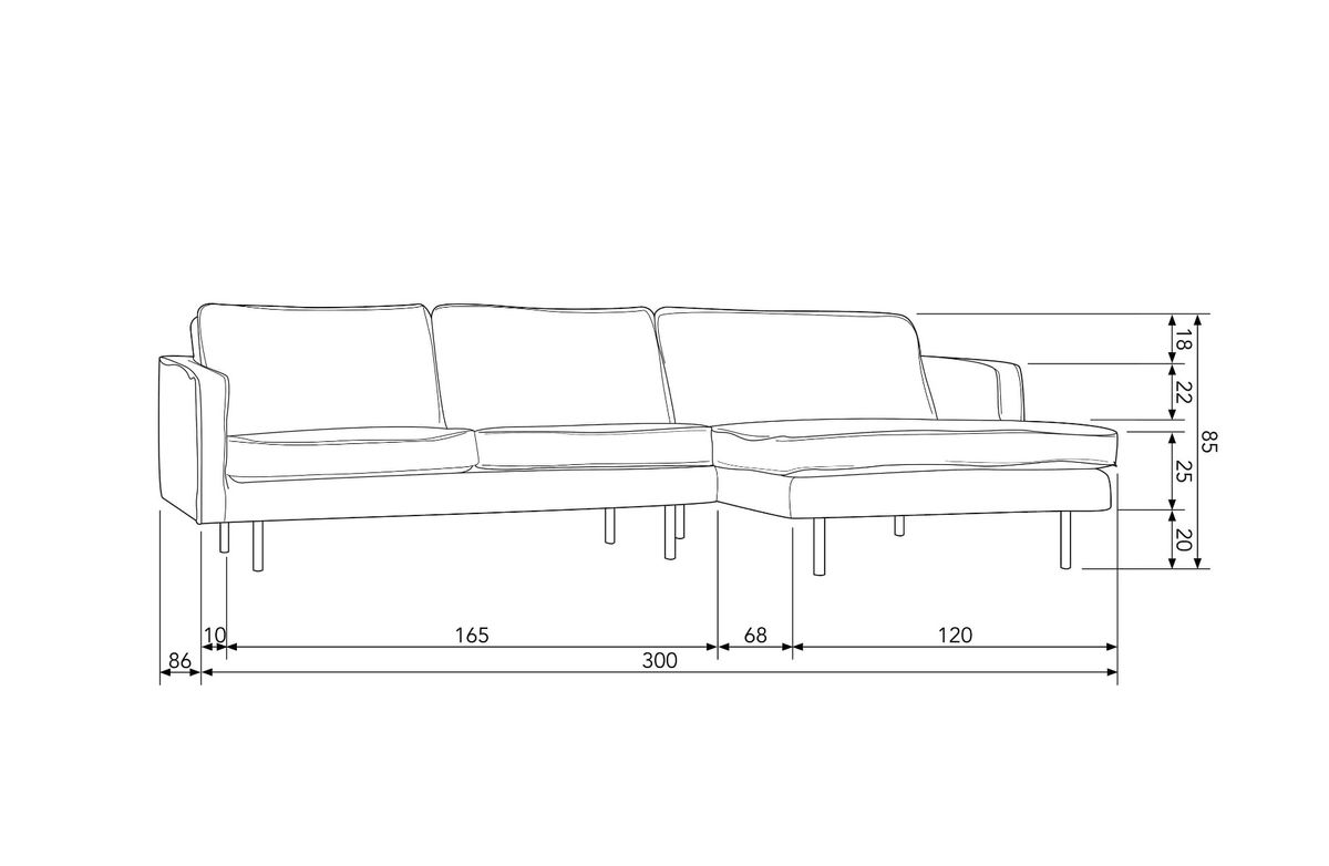 BePureHome Rodeo Chaise Lounge Right Velvet frost