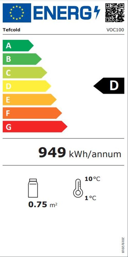 Tefcold tønnekjøler grå 97 cm VOC100 