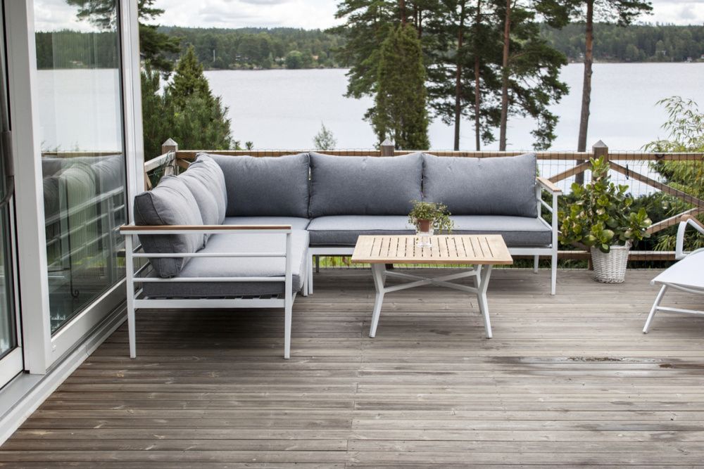Venture Design Mexico hjørnesofa hvit alu, teak, grå 6184-400 