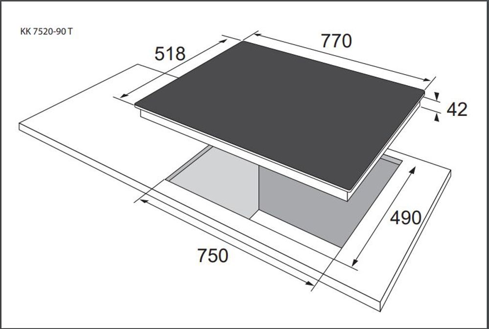 Gram keramisk platetopp 77 cm 5 soner KK 7520-90 T