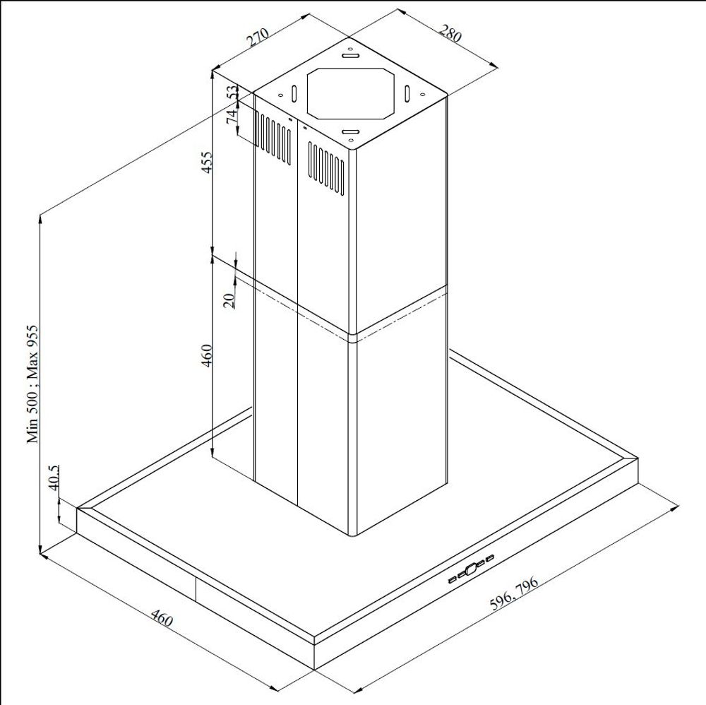 Silverline ventilator fritthengende stål 60 cm BETA  ADA SL 4117