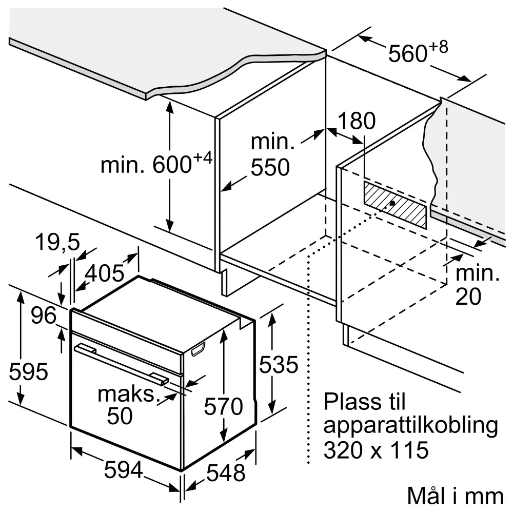 Siemens integrert stekeovn iQ500 sort rustfritt stål HB579GBR3