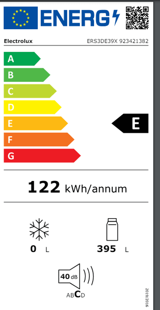 Electrolux 600 kjøleskap vifte stål 186 cm ERS3DE39X  