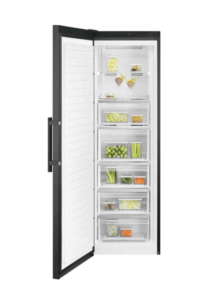 Electrolux 600 frittstående fryseskap NoFrost sort 186 cm EUT6NE28K 922717176