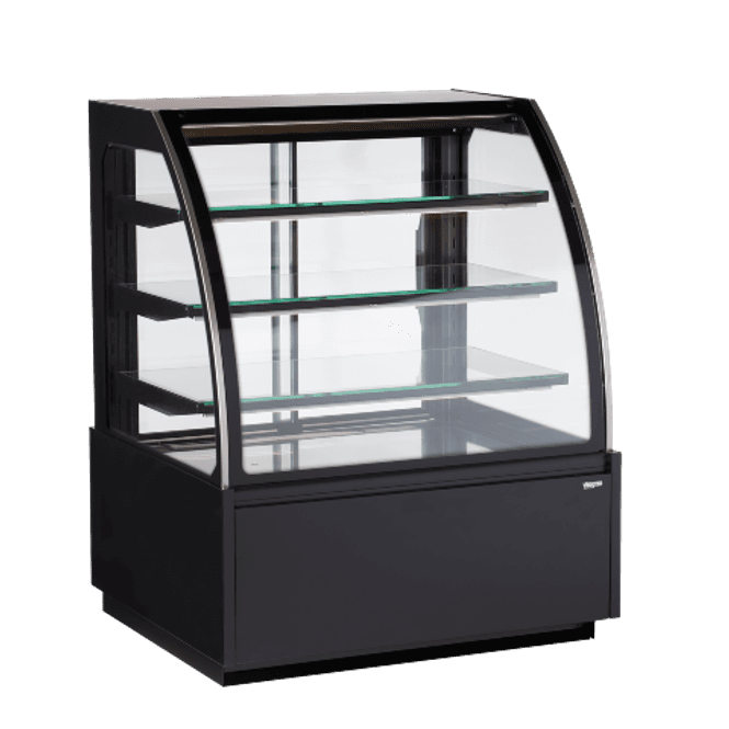 Hovedbilde Vibocold kjøledisk Oslo med kurvet glass og LED lys sort ...