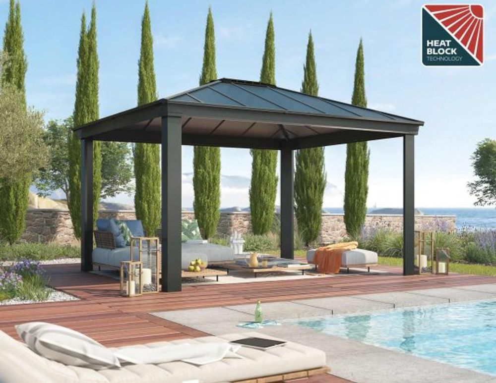 Canopia by Palram - Gazebo Dallas - 360 x 422 cm - Grå - inkl gardiner og netting