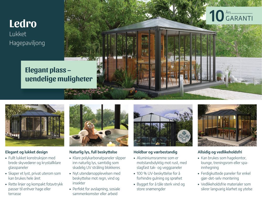 Canopia by Palram paviljong Ledro 295 x 295 cm Square grå