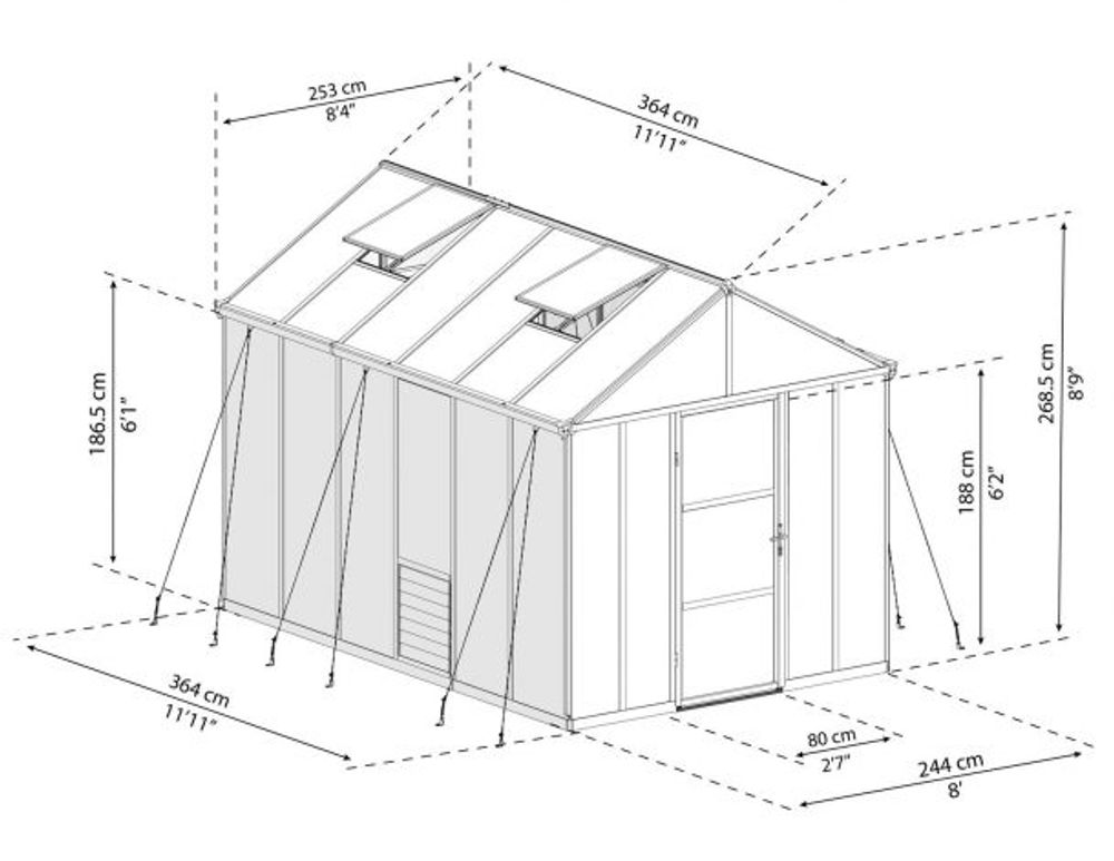 Canopia by Palram - Drivhus Glory 364 x 253 cm - Grå
