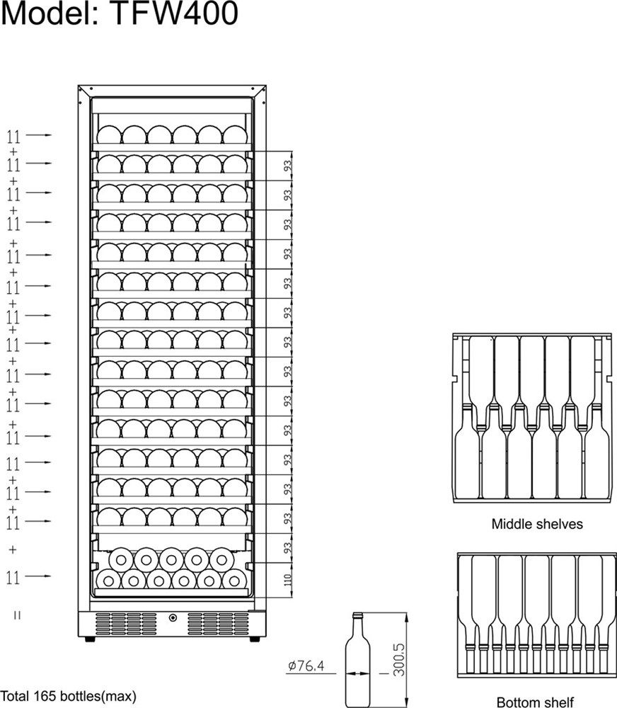Tefcold vinskap 176cm TFW400-S