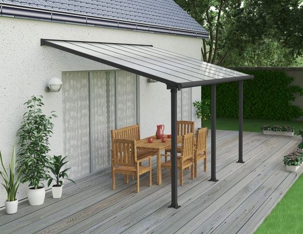 10x14 Palram Canopia Olympia Grey Patio Cover With Clear Panels 6