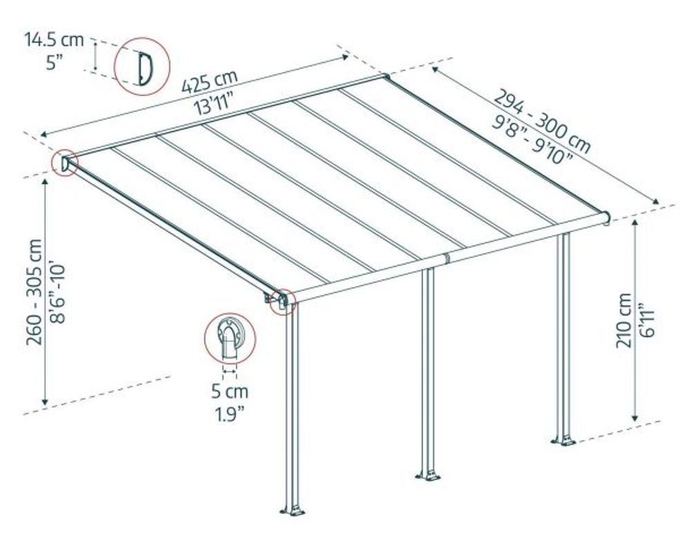 Canopia by Palram olympia terrassetak 300 x 425 cm grå/klar