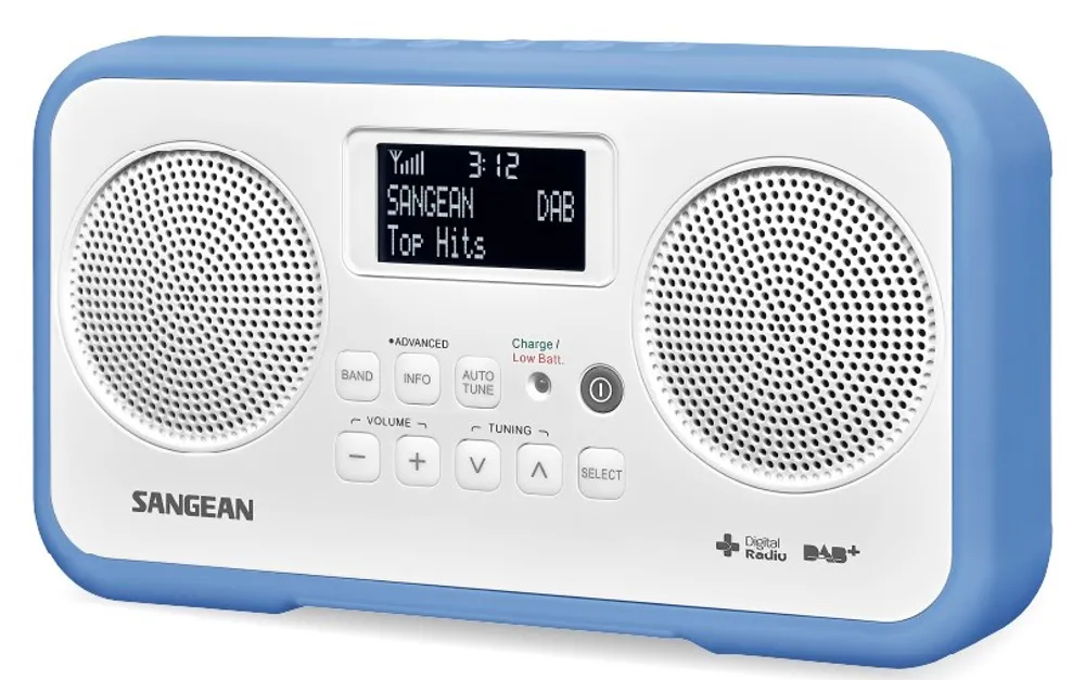 Sangean dab radio stereo DPR77 hvit blå 340077B