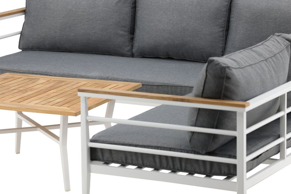 Venture Design Mexico hjørnesofa hvit alu, teak, grå 6184-400 