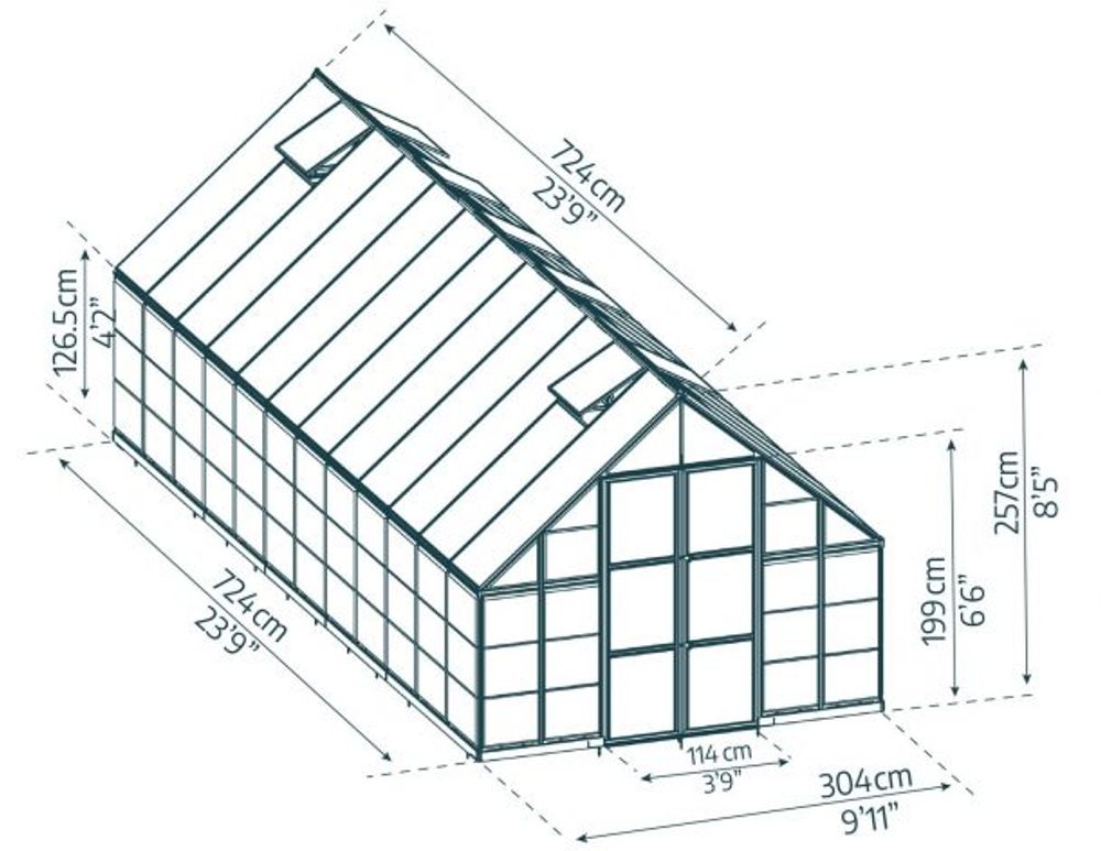 Canopia by Palram Balance drivhus 724 X 304 cm Sølv