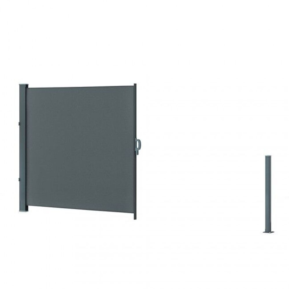 Uttrekkbar sidemarkise levegg grå 200 cm x 300 cm