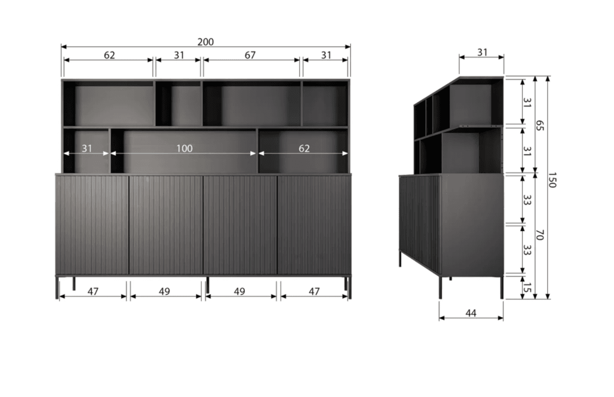 WOOOD Gravure New Skjenk m/hyller 200 cm espresso 373585-E