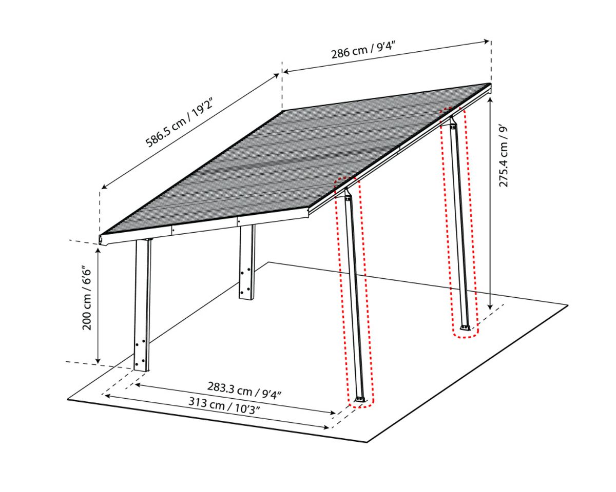 Canopia by Palram Sydney carport extra kit 707479