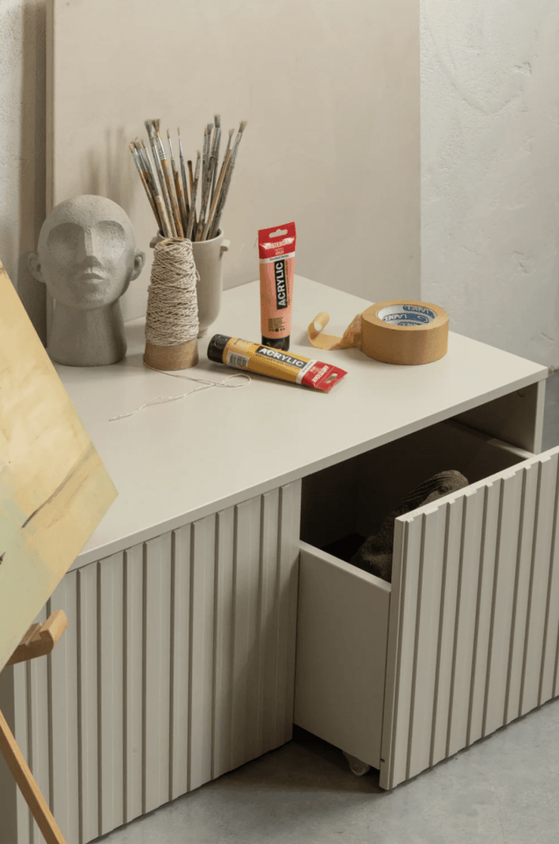 WOOOD oppbevaringsbenk 88 cm dust furu 374040-D